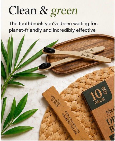 Mishaistic Boar Bristle & Bamboo Toothbrush (10 Pack)