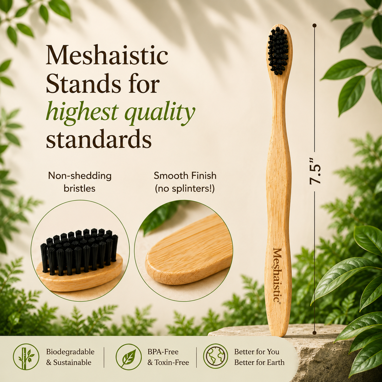 Mishaistic Boar Bristle & Bamboo Toothbrush (10 Pack)